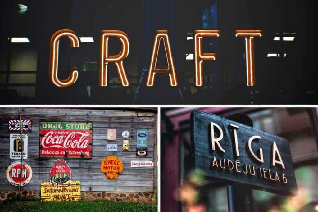 Business signage using different fonts