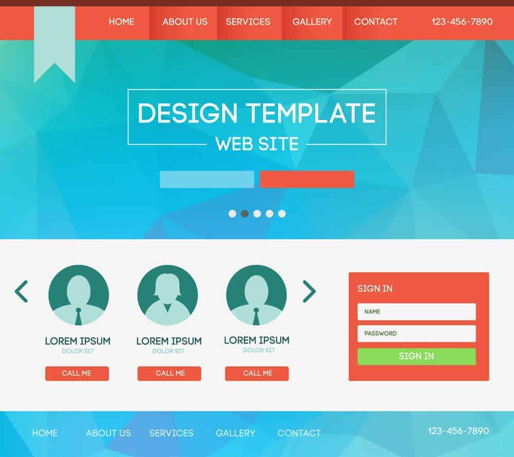design template of landing page