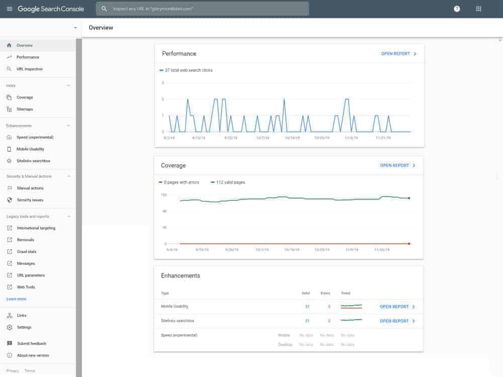 Google Search Console Dashboard