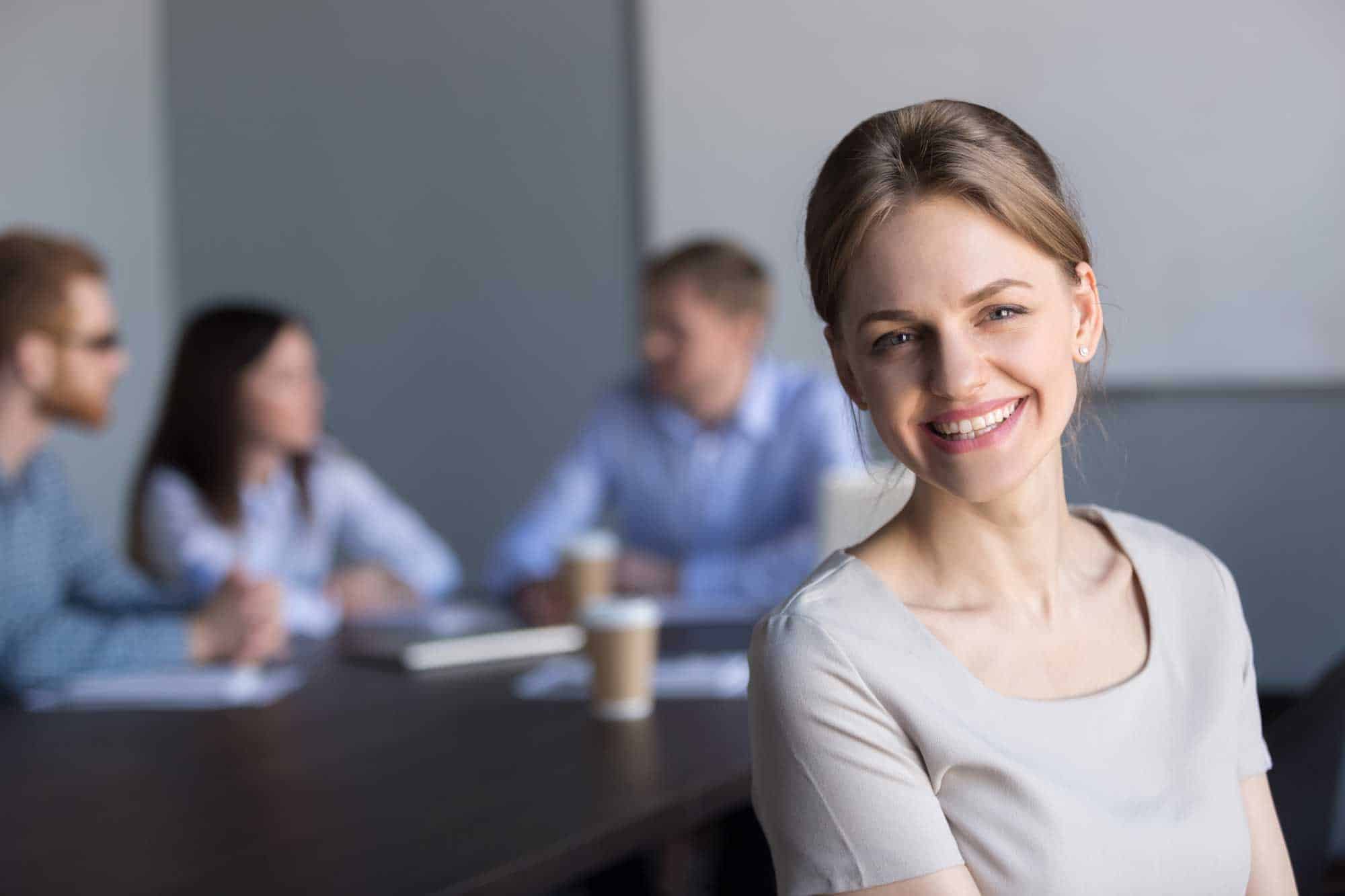 happy woman at work