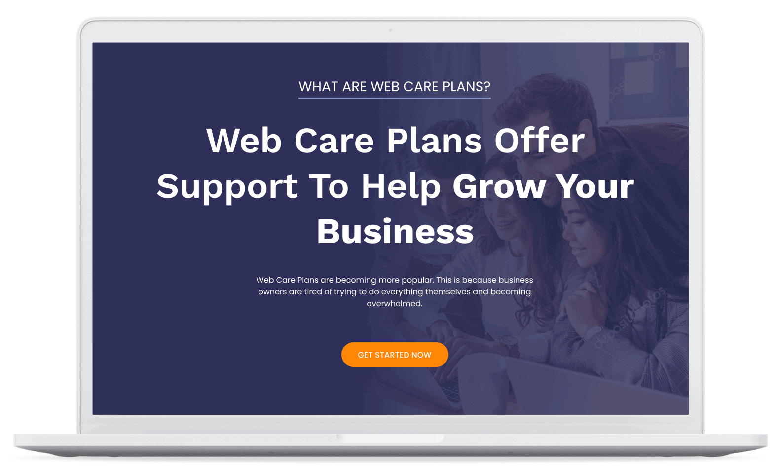 Website Care Plan mockup on laptop