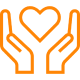 web design heart in hand icon