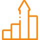 An orange bar graph on a black background representing keyword and competitor analysis.