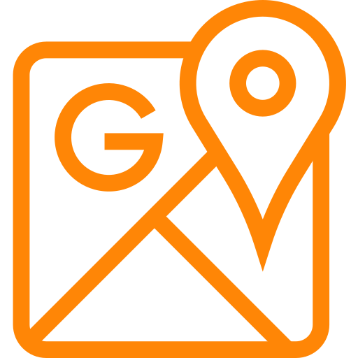 An orange map icon with a pin for Local SEO.