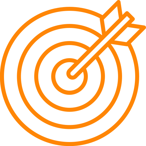 An orange arrow aimed at the center of a target for Local SEO.