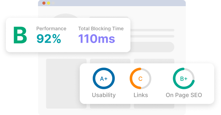 Two-screen display of link percentage in page audit for SEO.