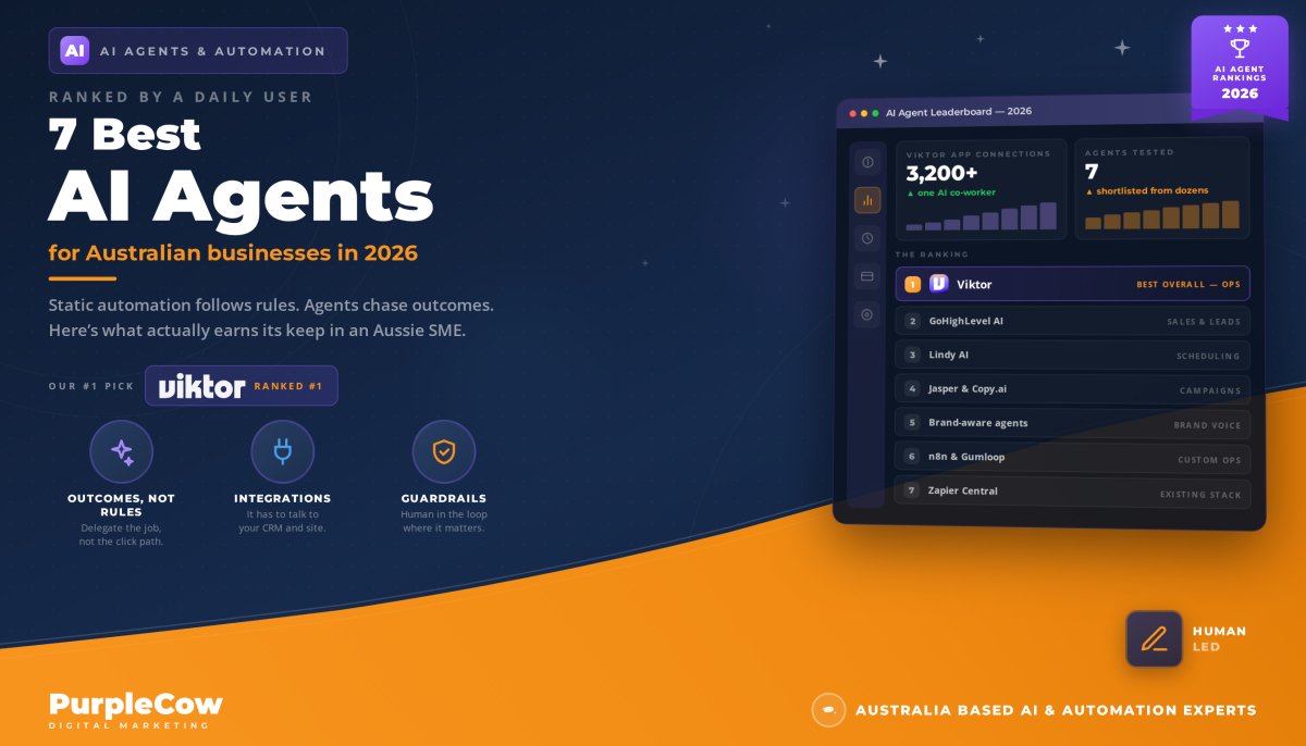 Seven best AI agents for Australian businesses from PurpleCow Digital.