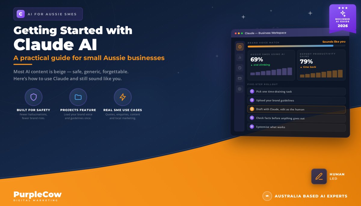 PurpleCow Digital, getting started with Claude AI for small Aussie businesses.